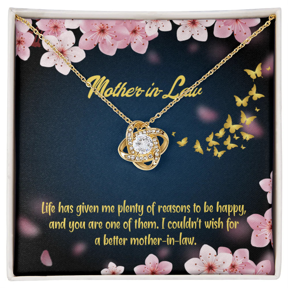 Mother-In-Law Plenty Reasons Infinity Knot Cz Necklace Gold Tone Standard Box